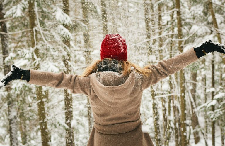 Woman enjoying the snow