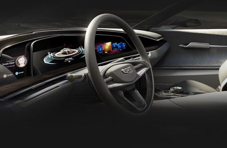 Steering wheel and dashboard in the Cadillac Escala