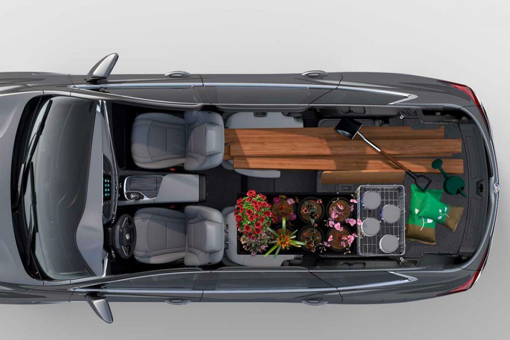 Overhead view of the interior versatility of the 2018 Buick Enclave